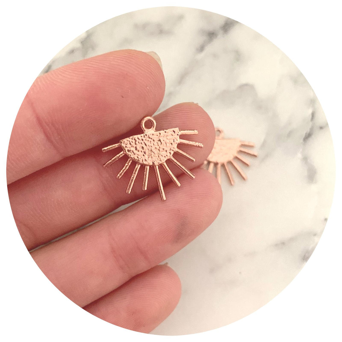 Sunburst Ethnic Pendants - Rose Gold - 2 pcs - E459 Q779