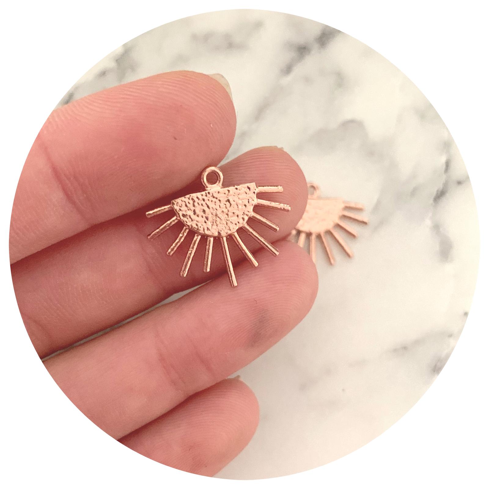 Sunburst Ethnic Pendants - Rose Gold - 2 pcs - E459 Q779