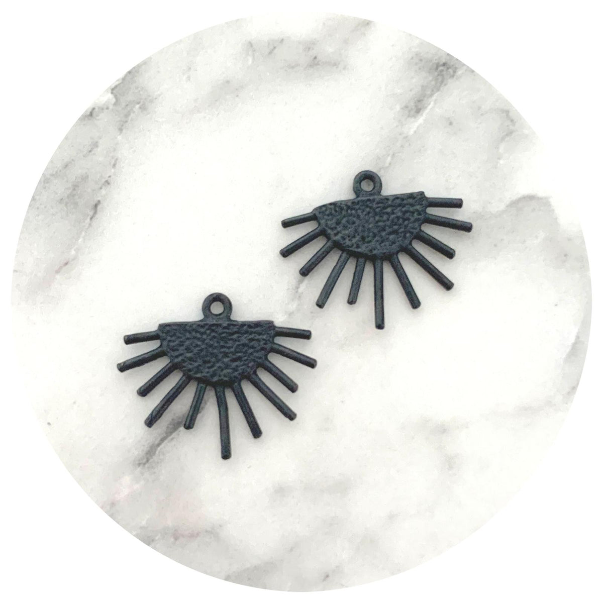 Sunburst Ethnic Pendants - Black - 2 pcs - E459 S1056