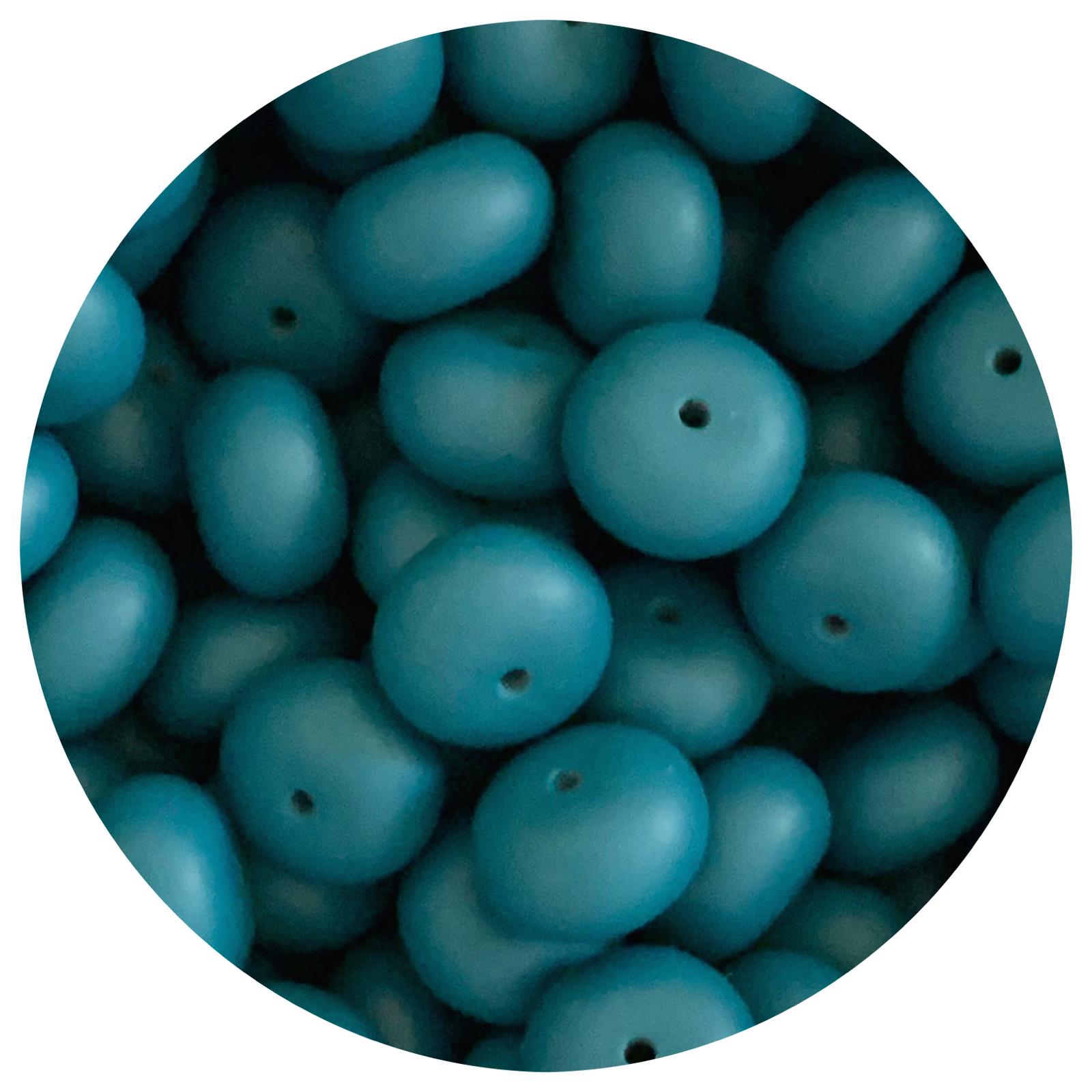 Deep Teal - 22mm Abacus Silicone Beads - 5 Beads
