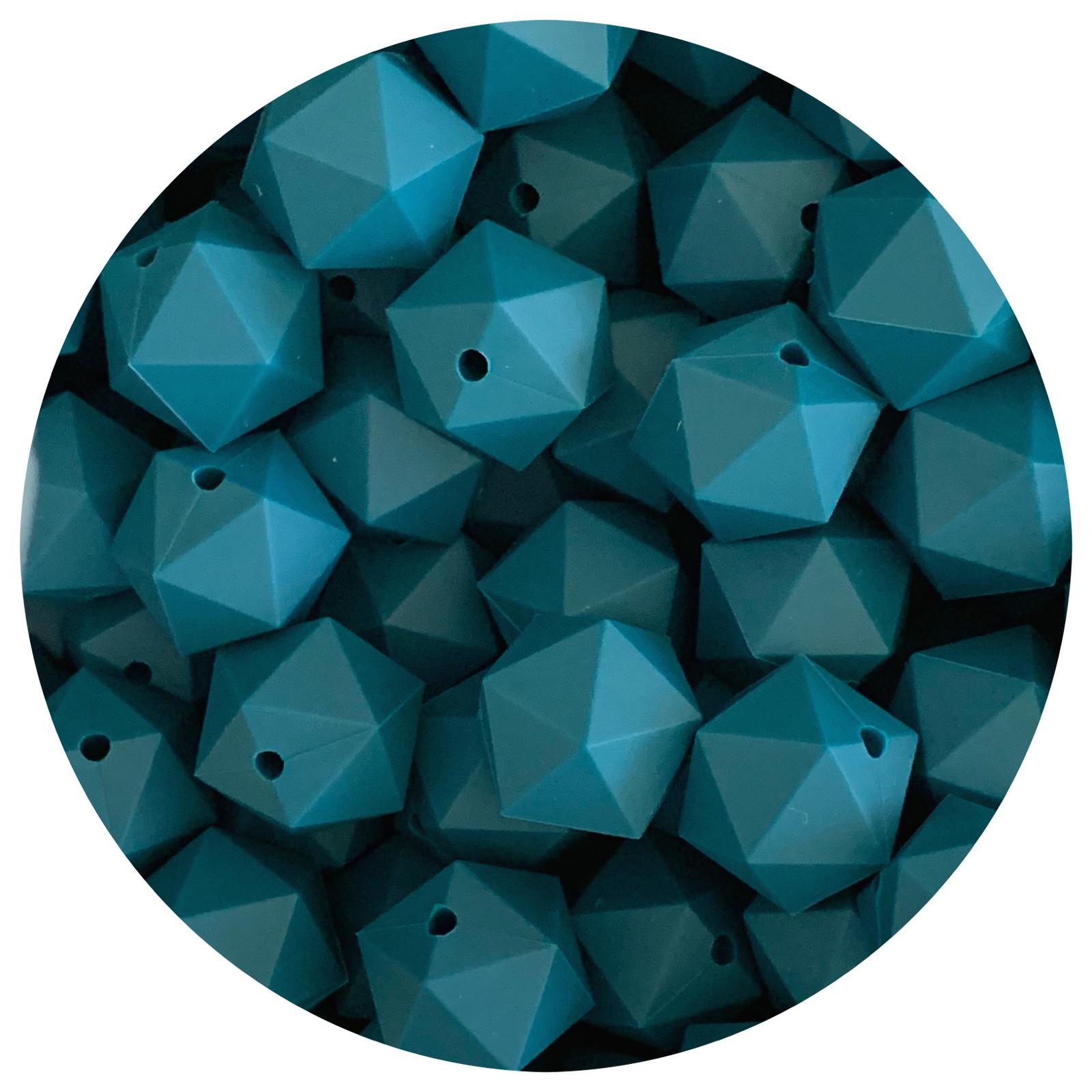 Deep Teal - 17mm Icosahedron - 5 Beads