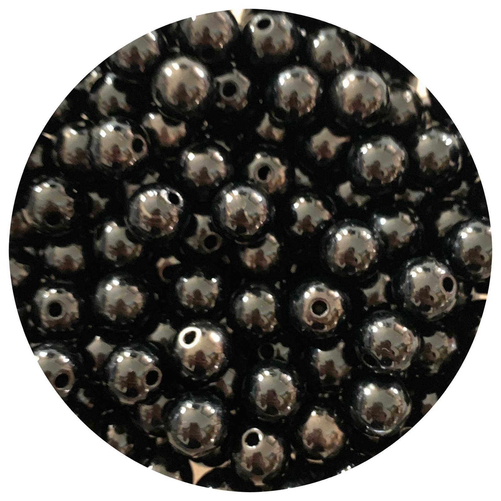 12mm Black Round Acrylic Beads - 10 Beads