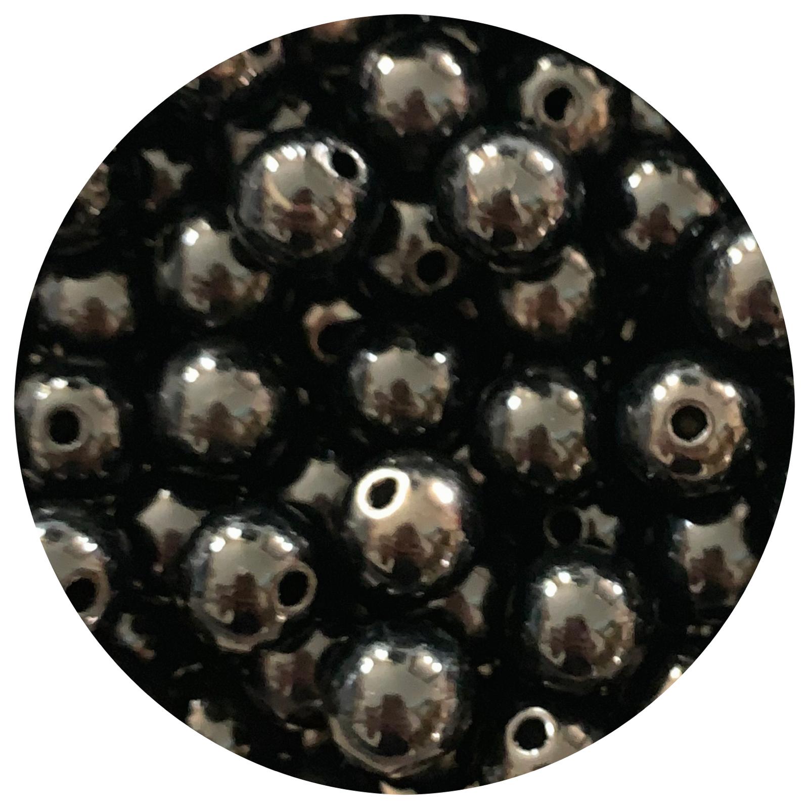 18mm Black Round Acrylic Beads - 10 Beads