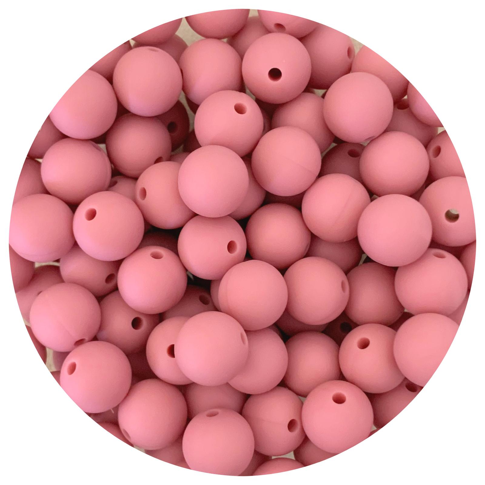 Petal Pink - 12mm Round Silicone Beads - 10 beads
