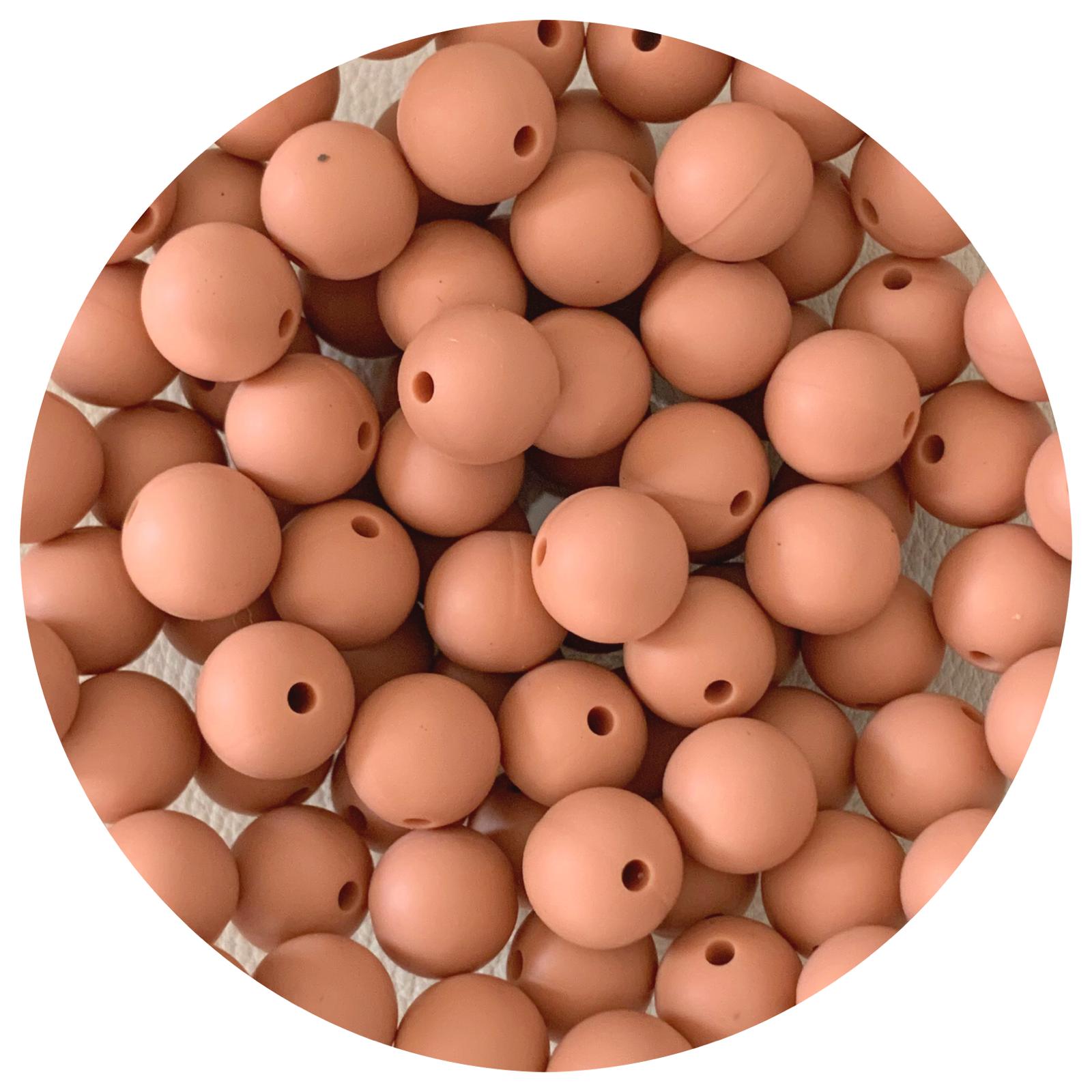 Latte - 12mm Round Silicone Beads - 10 beads