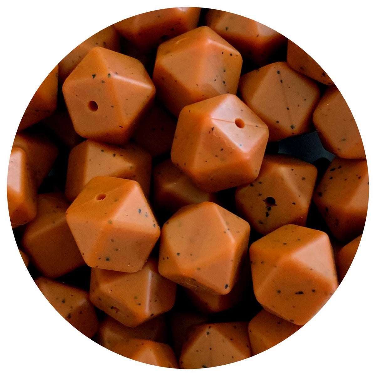*CLEARANCE* 'Old' Tan Speckled - 17mm Hexagon - 10 Beads