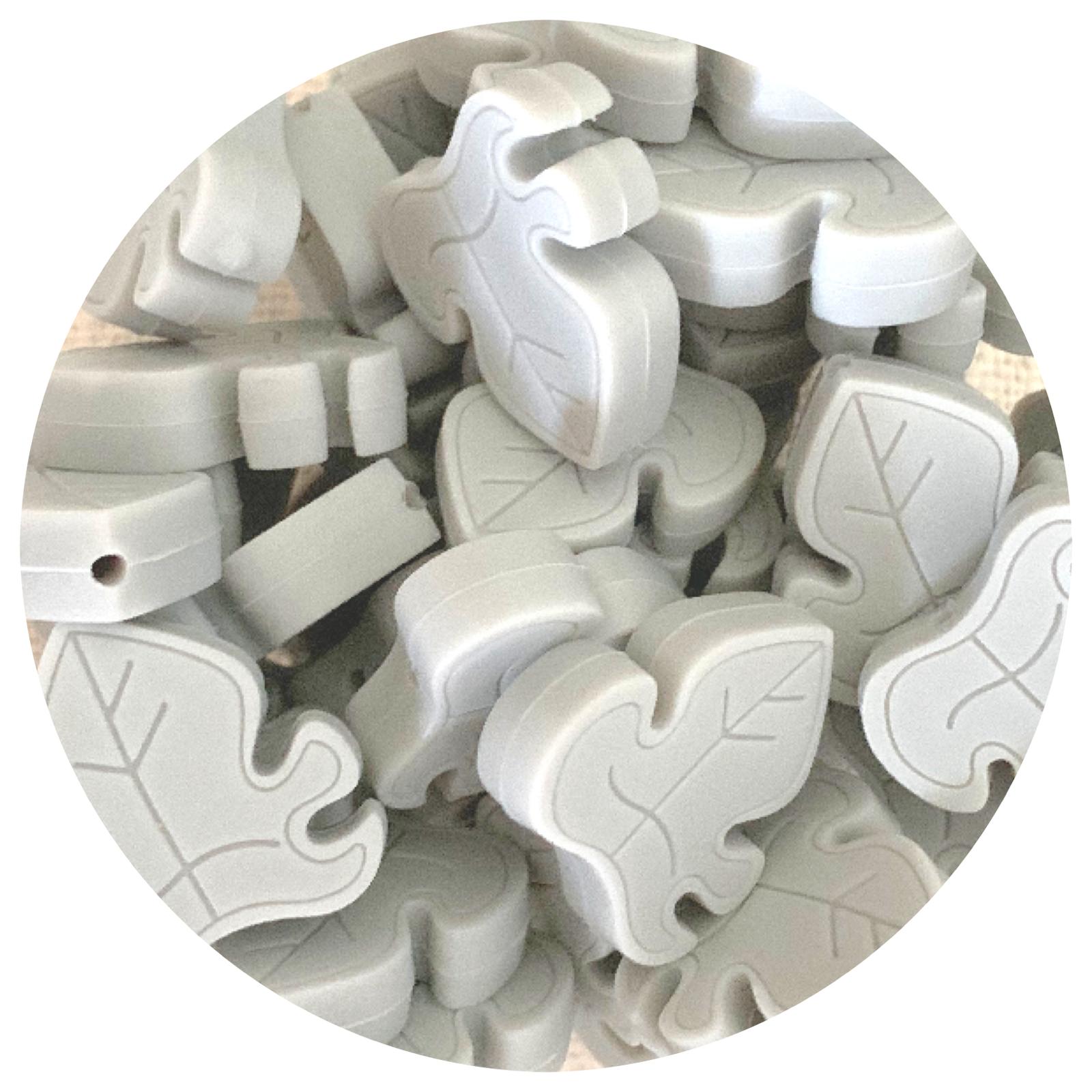 Light Grey - Monstera Leaf Silicone Beads - 2 Beads