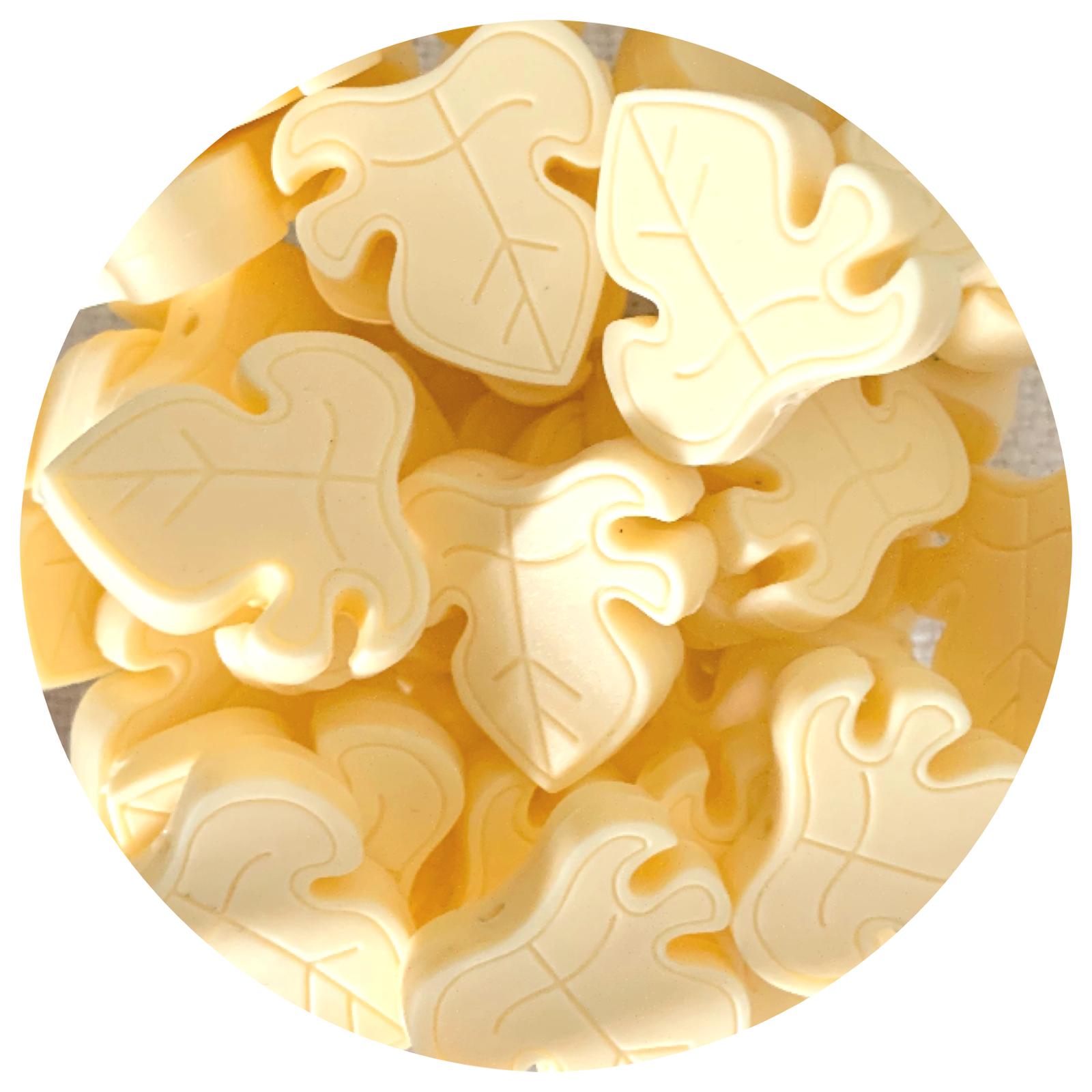 Creamy Yellow - Monstera Leaf Silicone Beads - 2 Beads
