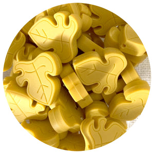 Mustard Yellow - Monstera Leaf Silicone Beads - 2 Beads