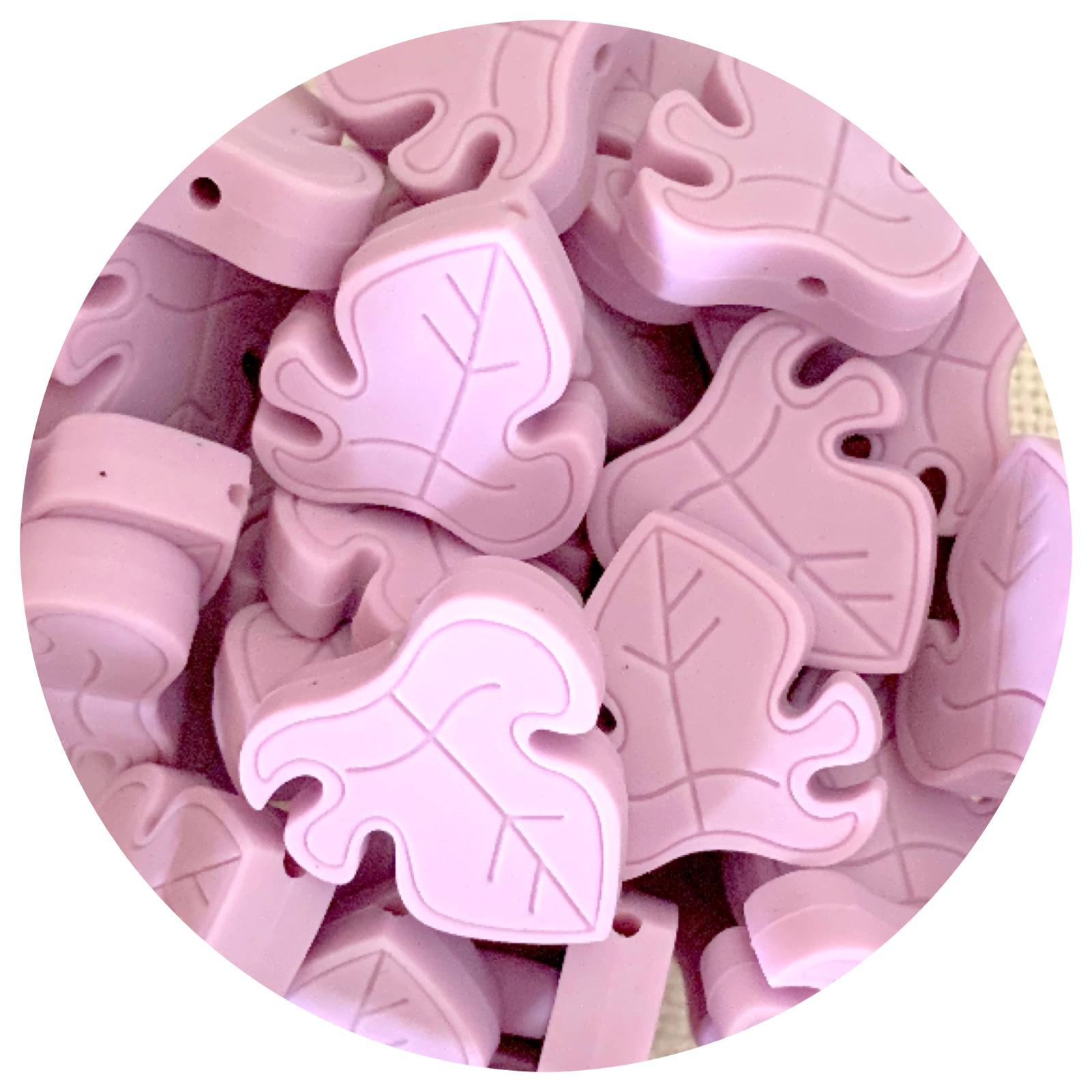*CLEARANCE* Lilac - Monstera Leaf Silicone Beads - 2 Beads