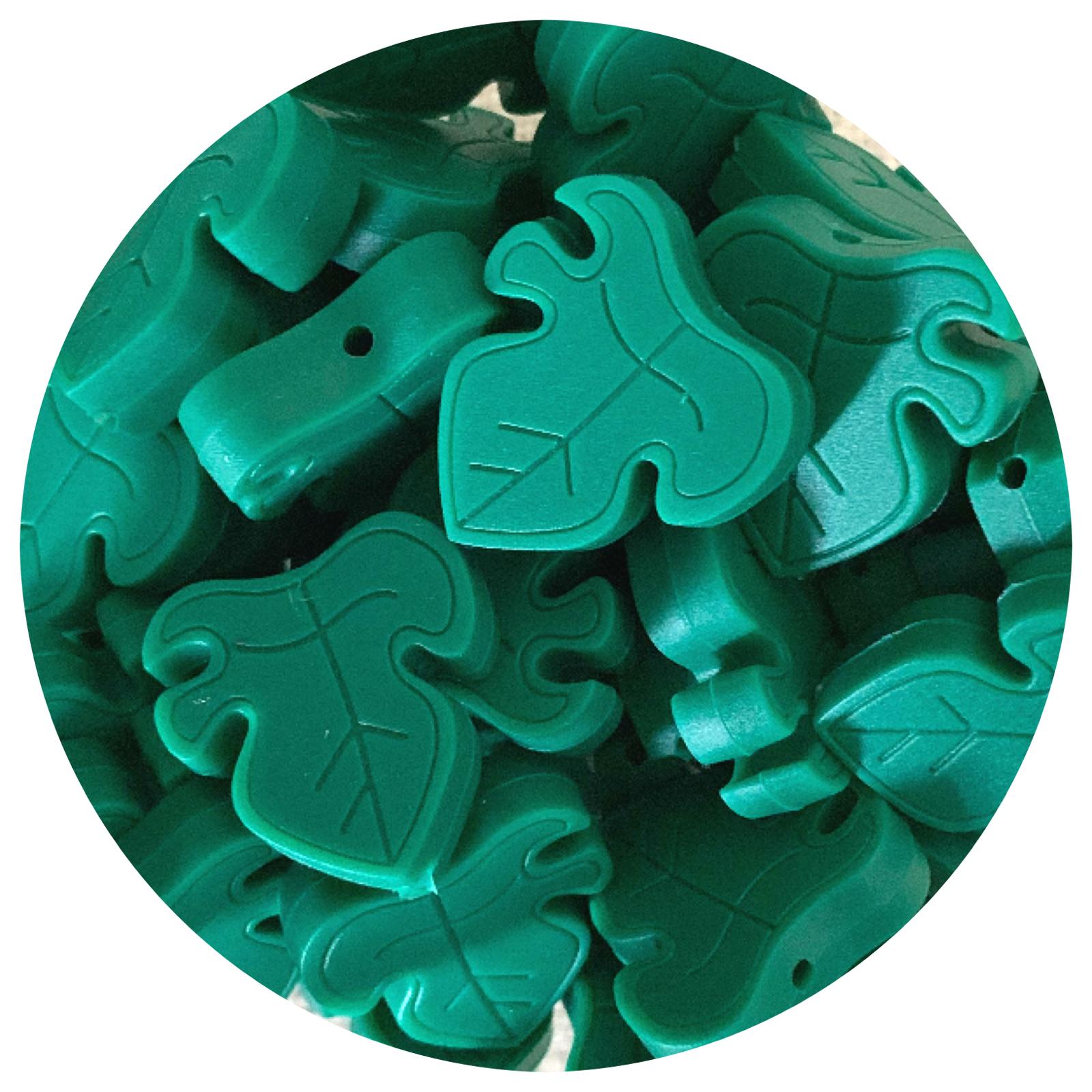 Forest Green - Monstera Leaf Silicone Beads - 2 Beads