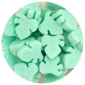 Mint Green - Monstera Leaf Silicone Beads - 2 Beads