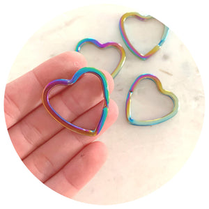30mm Heart Split Ring Keyring - Rainbow - 5 rings