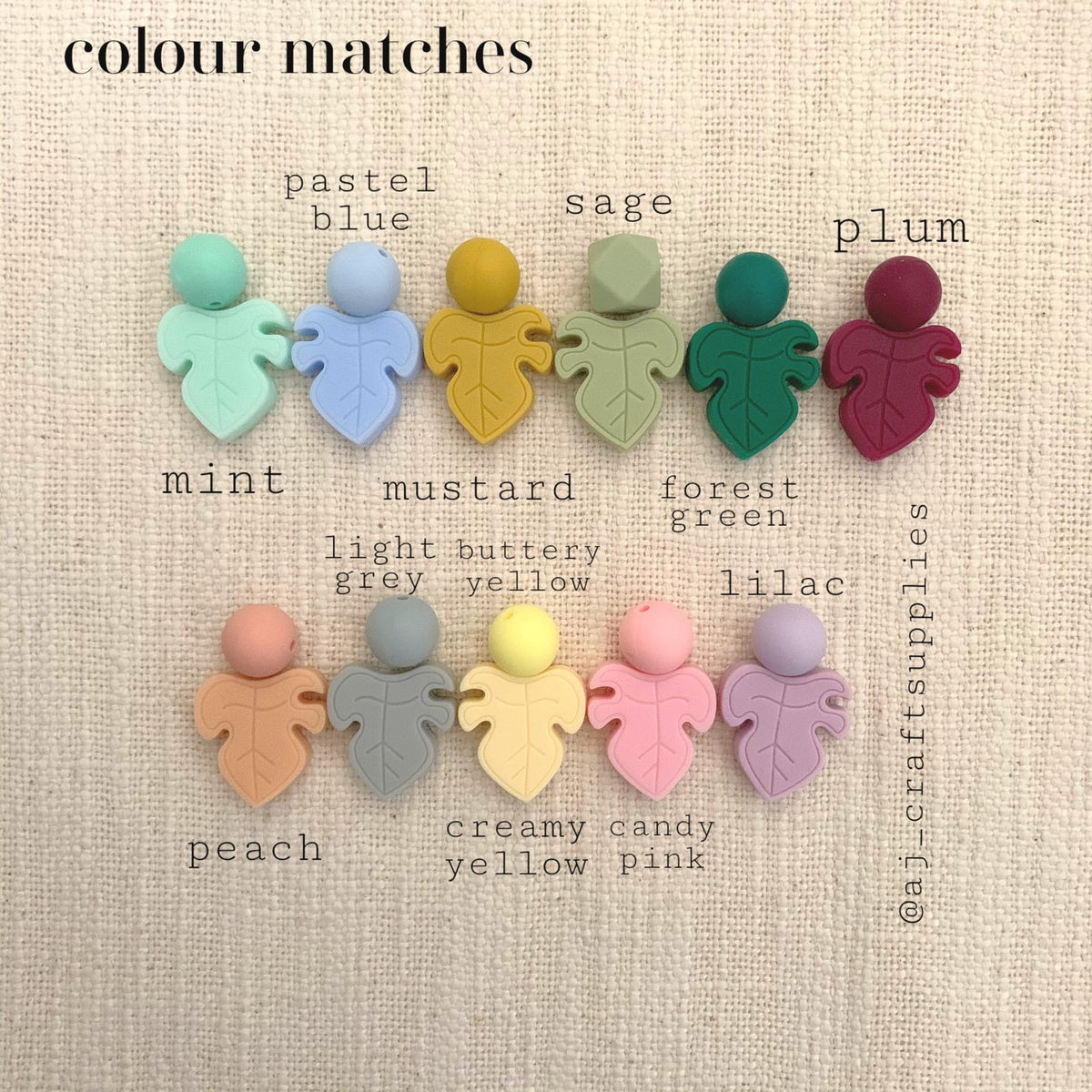 *CLEARANCE* Sage Green - Monstera Leaf Silicone Beads - 2 Beads