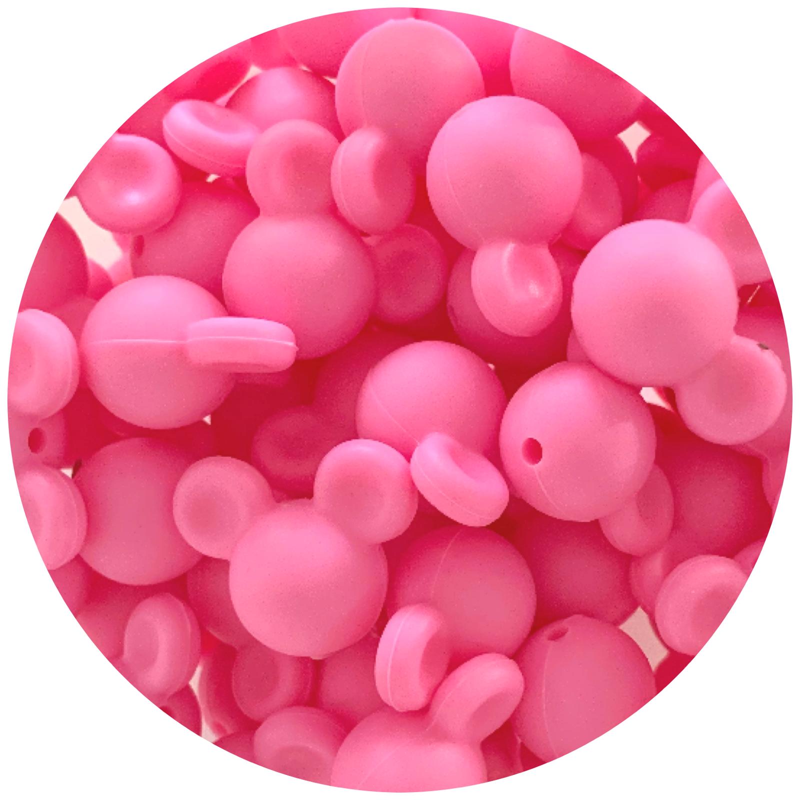 Bubblegum Pink - Mouse Head - 5 Beads