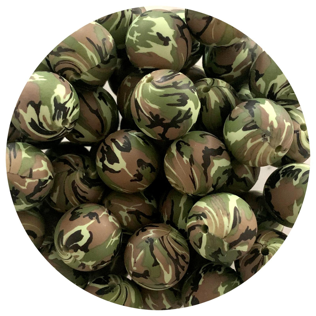 Green Camo - 19mm round - 5 Beads