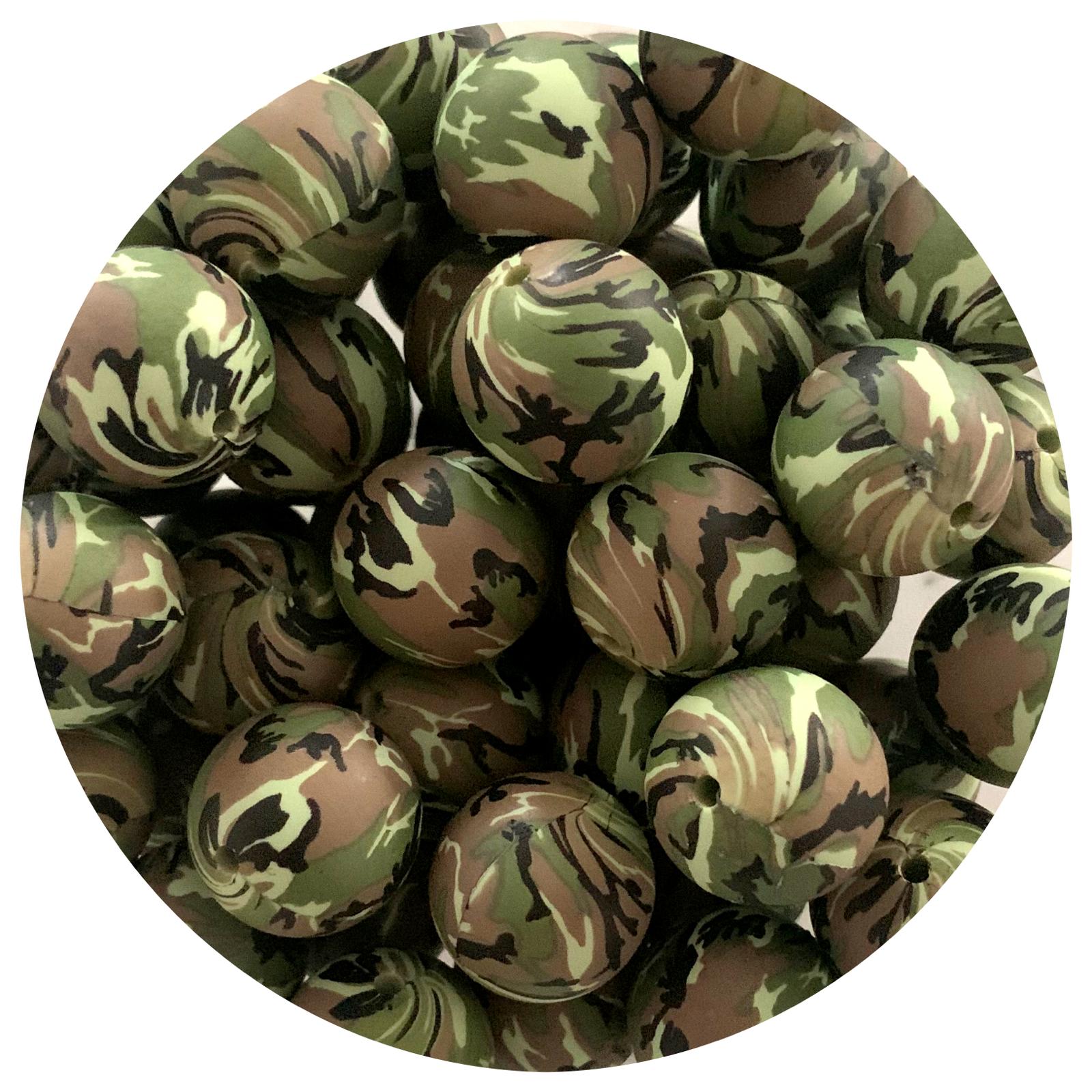 Green Camo - 19mm round - 5 Beads