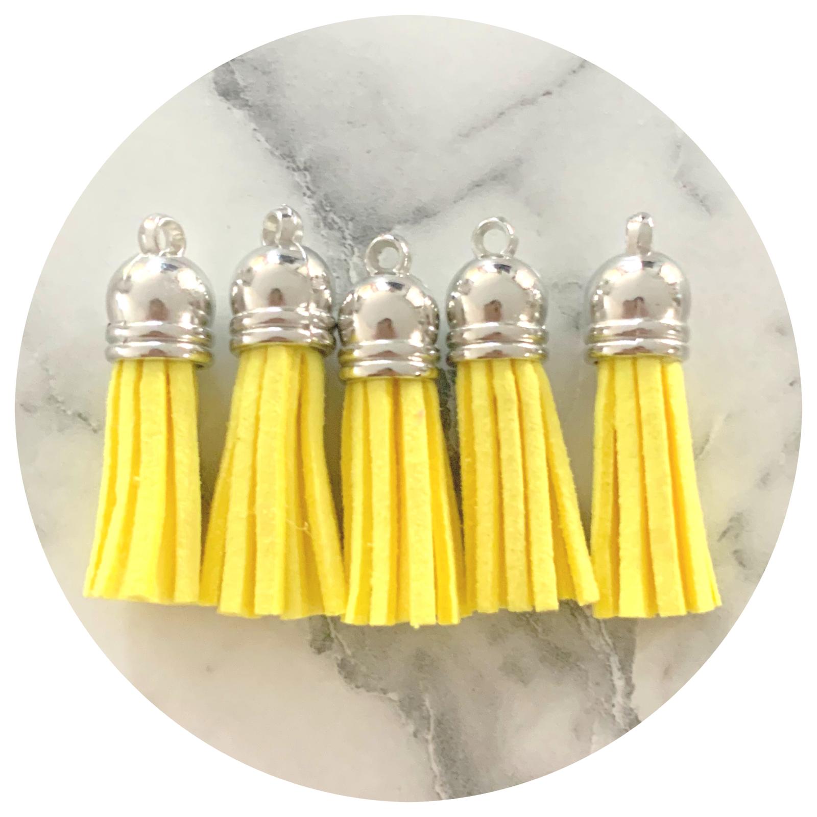 39mm Suede Tassels Silver Cap - Lemon Yellow - Each