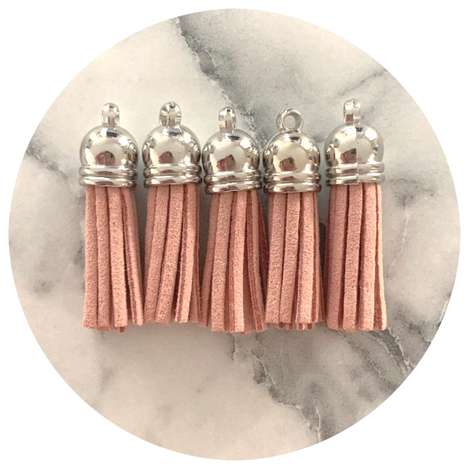 39mm Suede Tassels Silver Cap - Dusty Rose - Each
