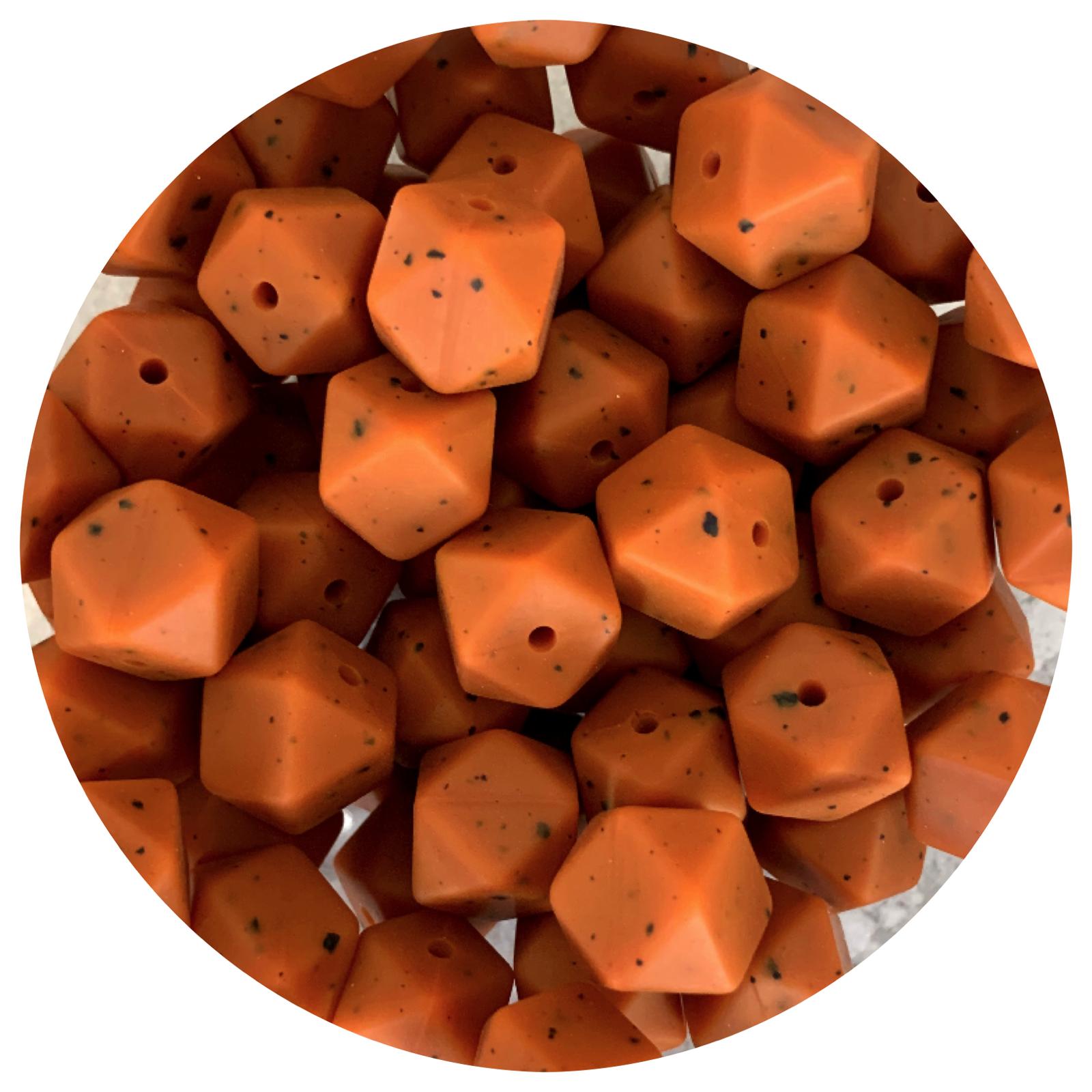 *CLEARANCE* 'Old' Tan Speckled - 14mm Mini Hexagon - 10 beads