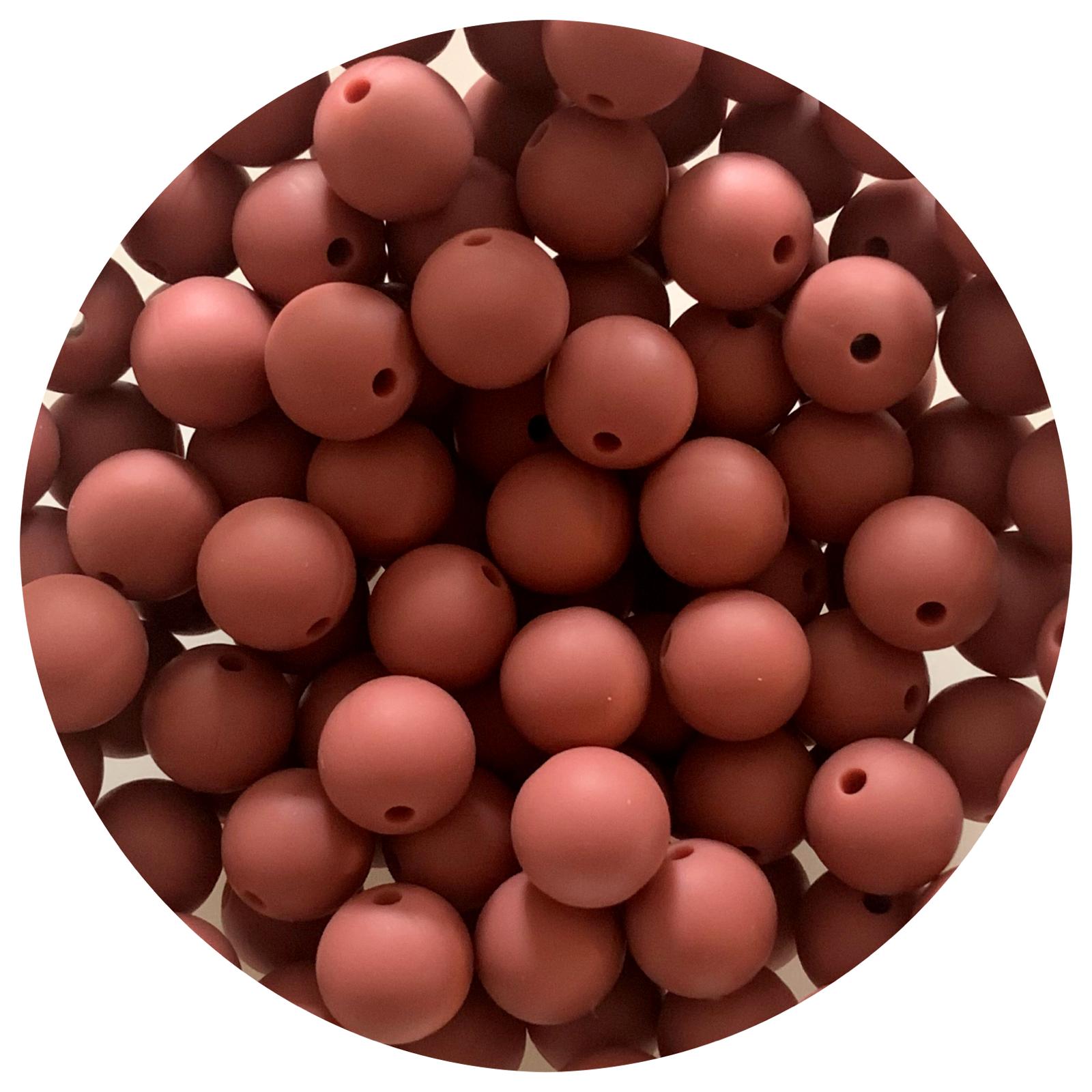 Brandy Rose - 12mm Round Silicone Beads - 10 beads