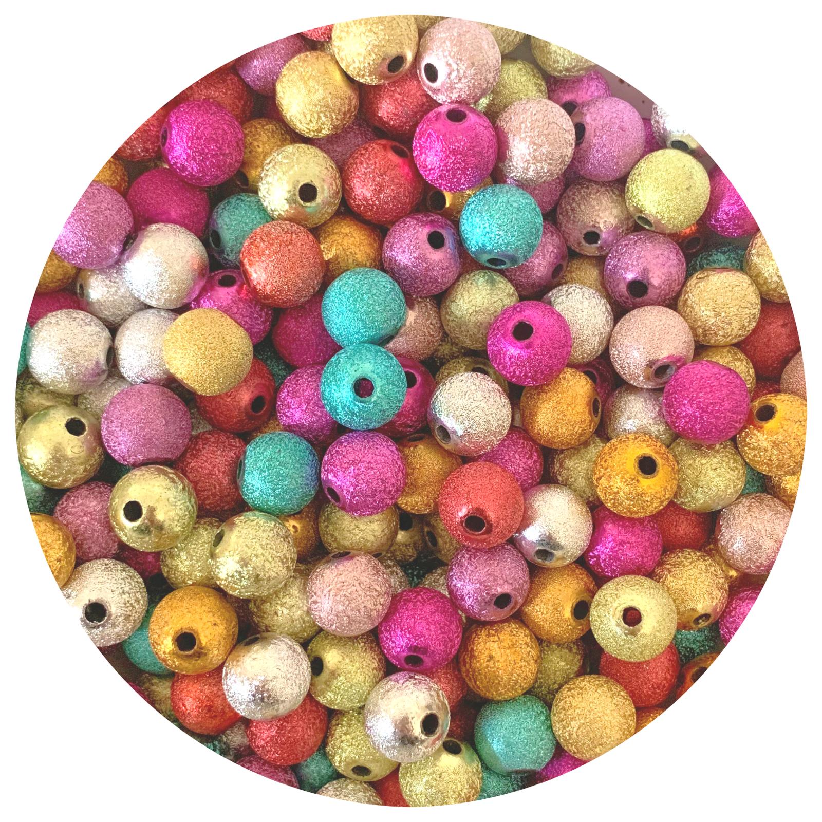12mm Mixed Stardust Round Acrylic Beads - 20 Beads