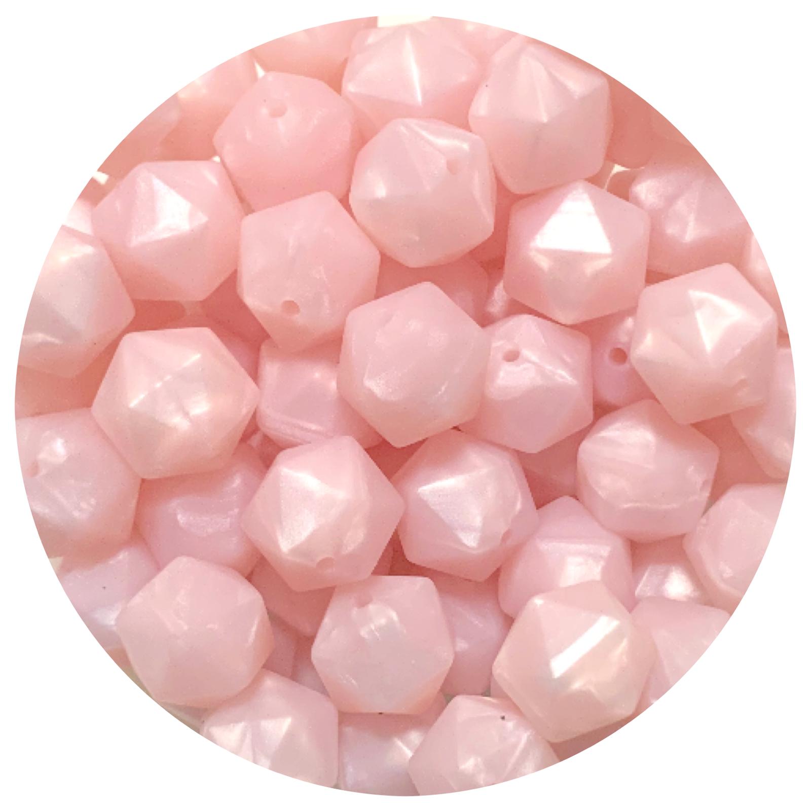 *CLEARANCE* Pearl Blush - 14mm Mini Icosahedron - 20 beads