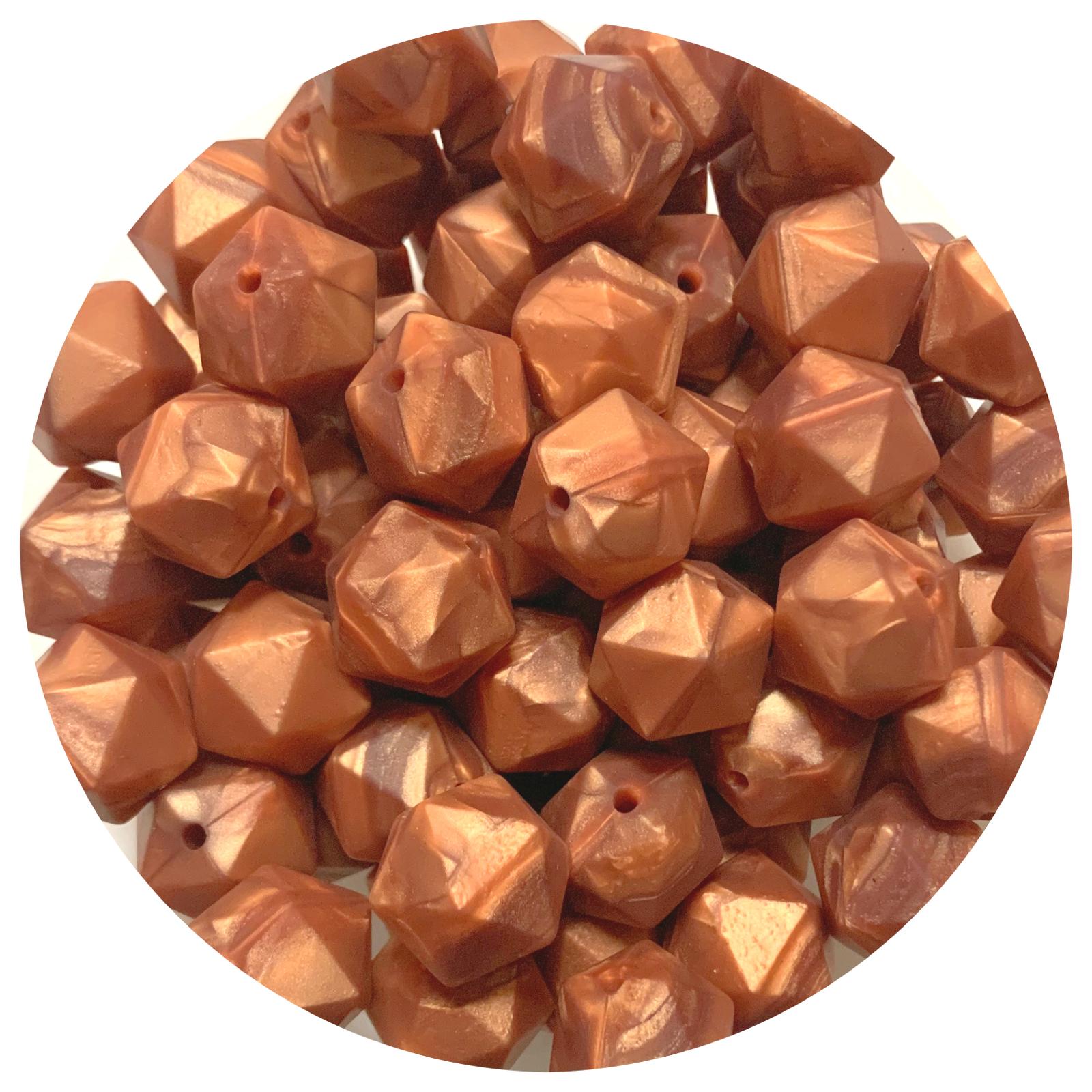 Rose Copper - 14mm Mini Icosahedron - 2 beads