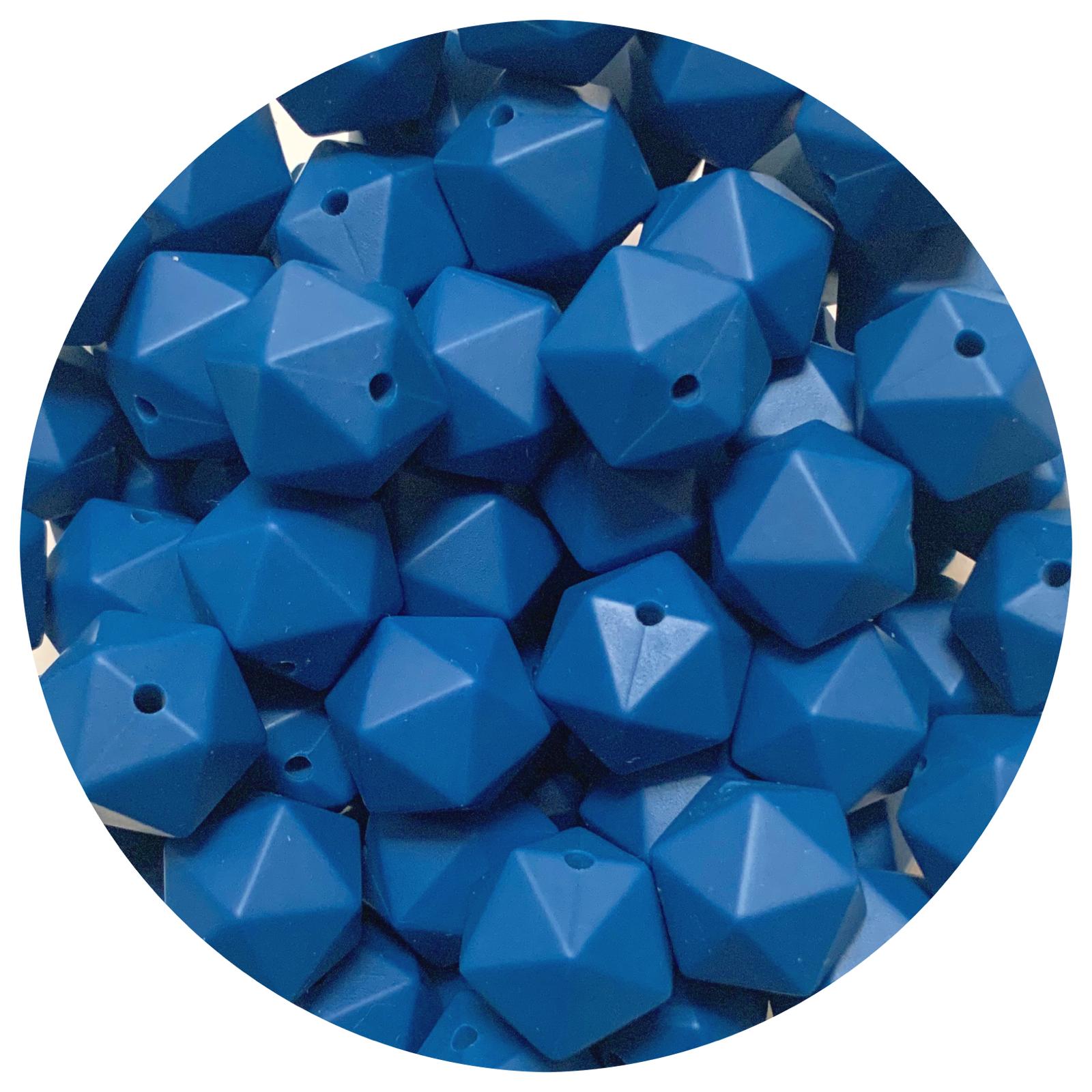 Indigo Blue - 14mm Mini Icosahedron - 2 beads