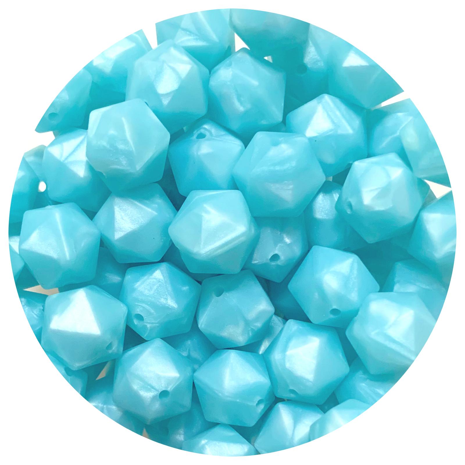 Pearl Baby Blue - 14mm Mini Icosahedron - 2 beads