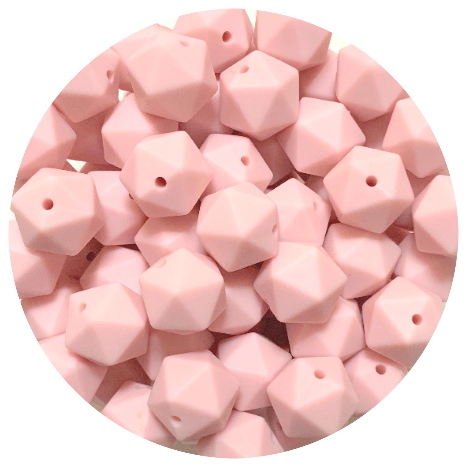 Blush Pink - 14mm Mini Icosahedron - 2 beads