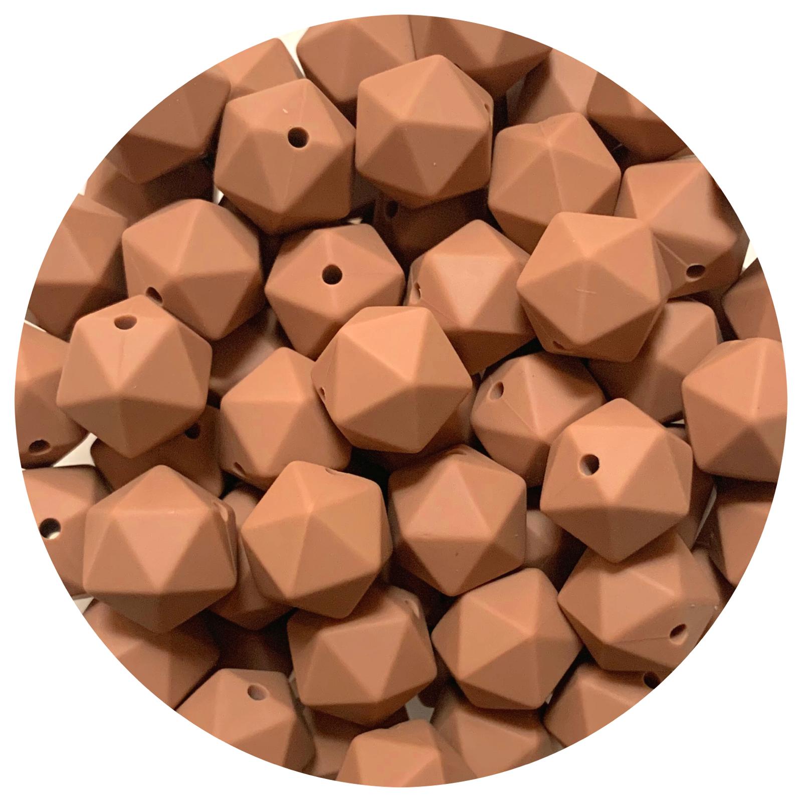 *CLEARANCE* Espresso - 14mm Mini Icosahedron - 20 beads