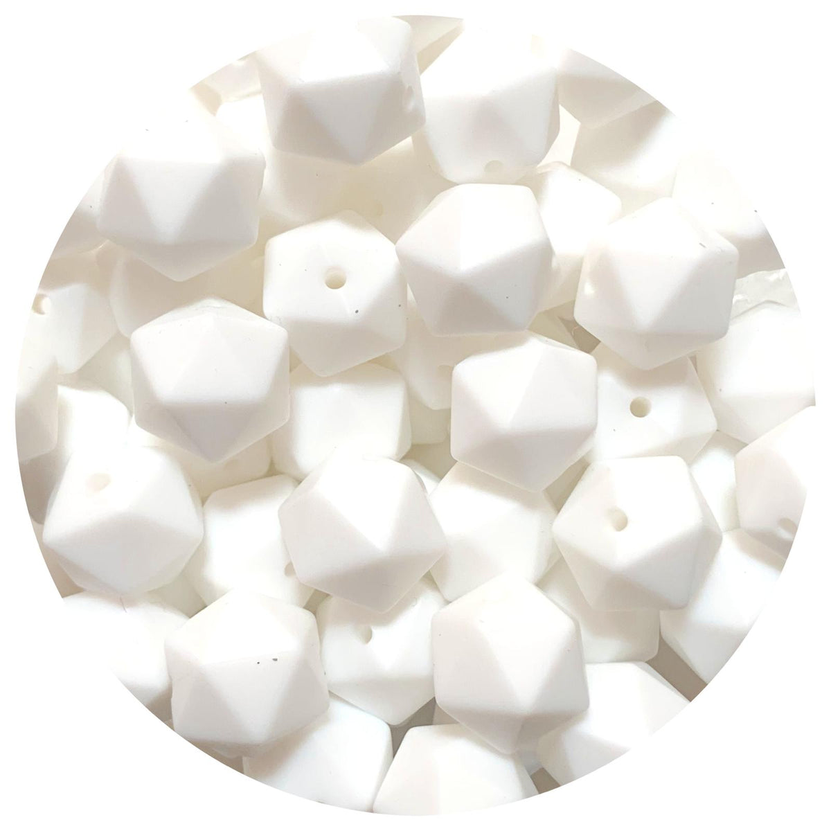 Snow White - 14mm Mini Icosahedron - 2 beads