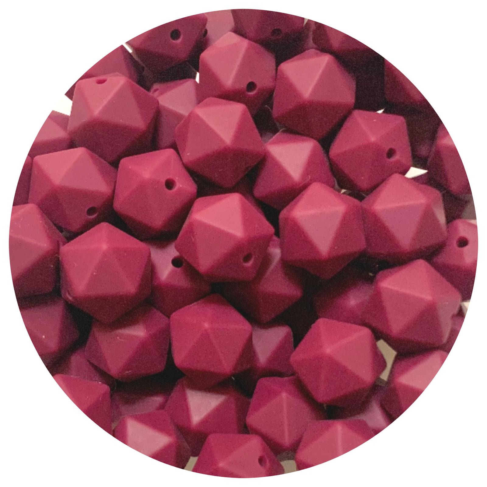 Plum - 14mm Mini Icosahedron - 2 beads