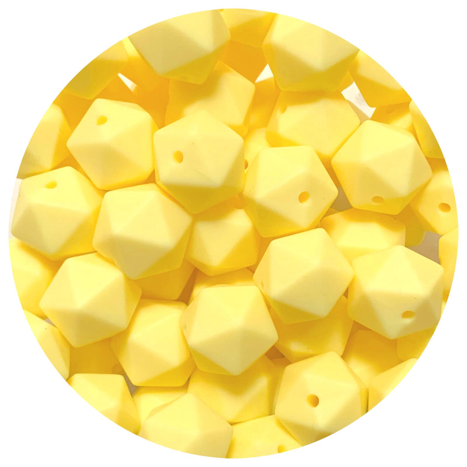 Buttery Yellow - 14mm Mini Icosahedron - 2 beads