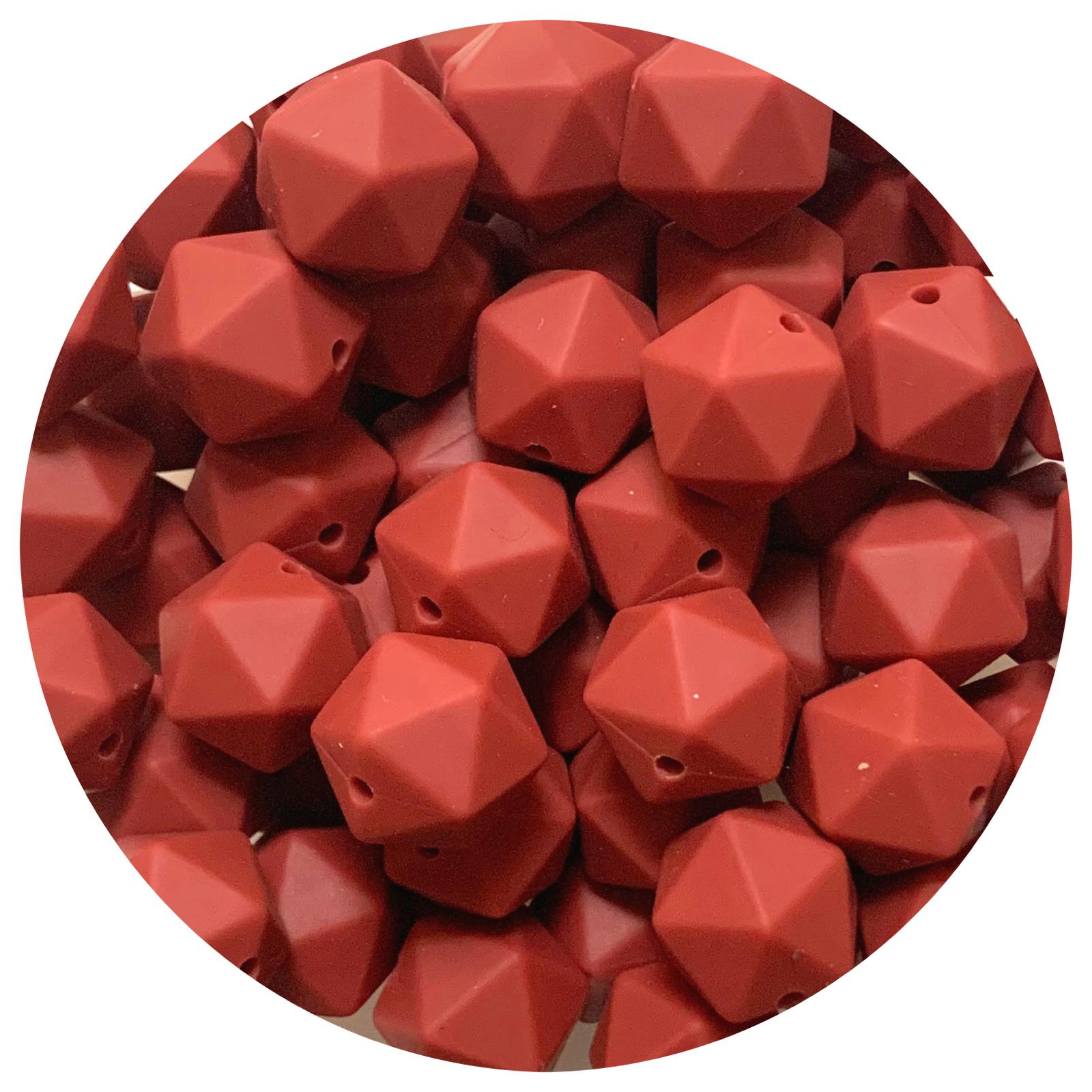 Burgundy Red - 14mm Mini Icosahedron - 2 beads