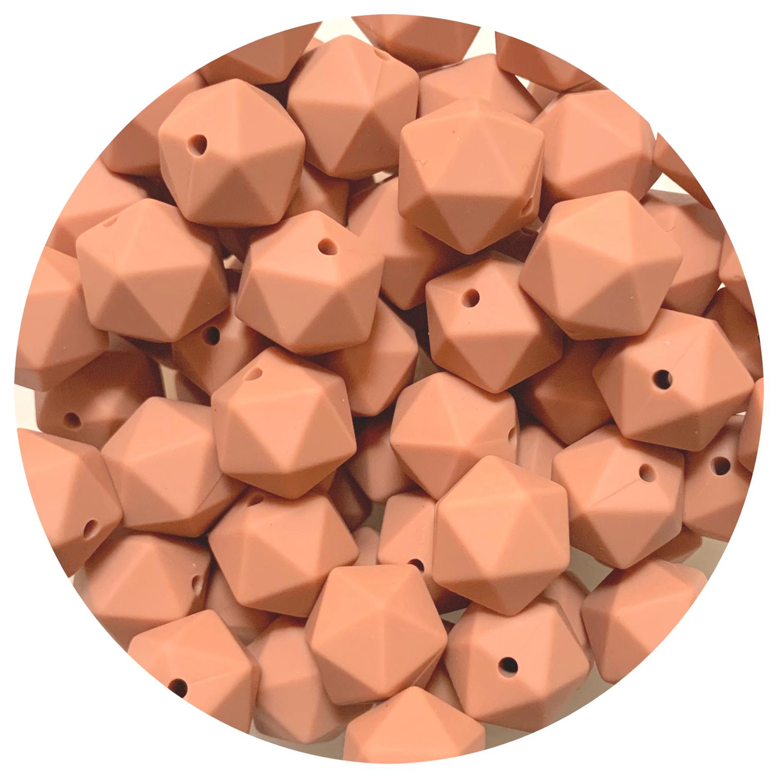 *CLEARANCE* Latte - 14mm Mini Icosahedron - 20 beads