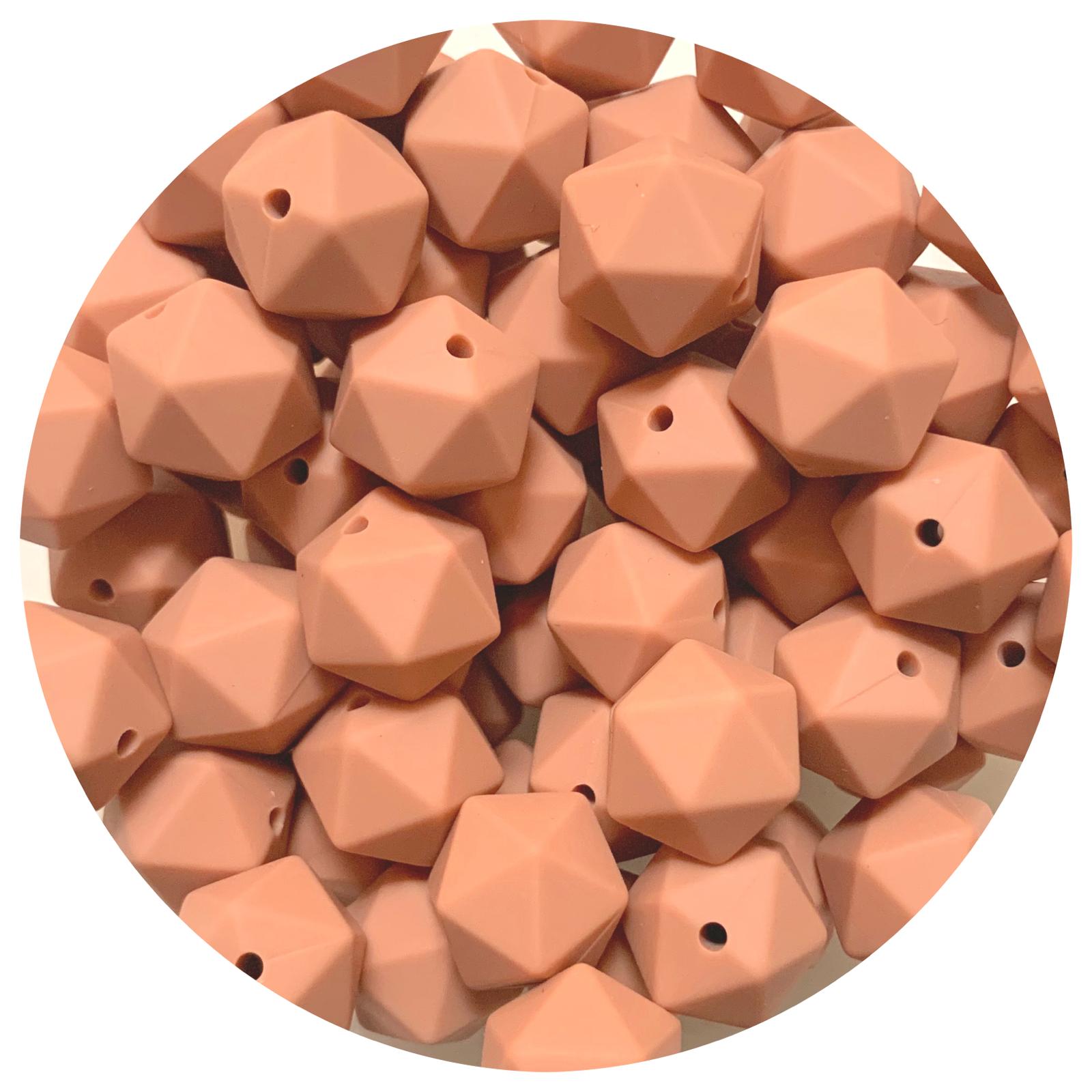 Latte - 14mm Mini Icosahedron - 2 beads