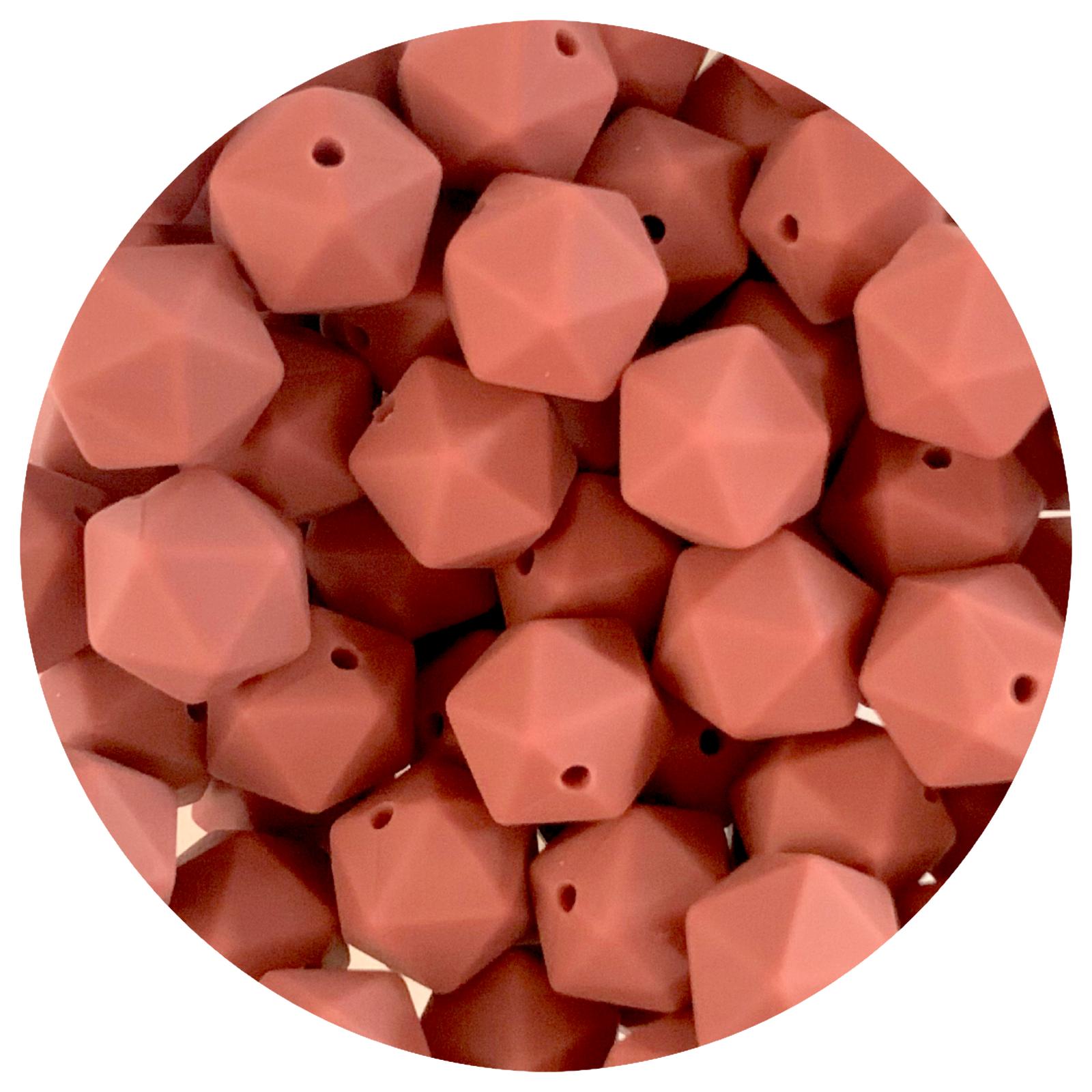 Brandy Rose - 14mm Mini Icosahedron - 2 beads
