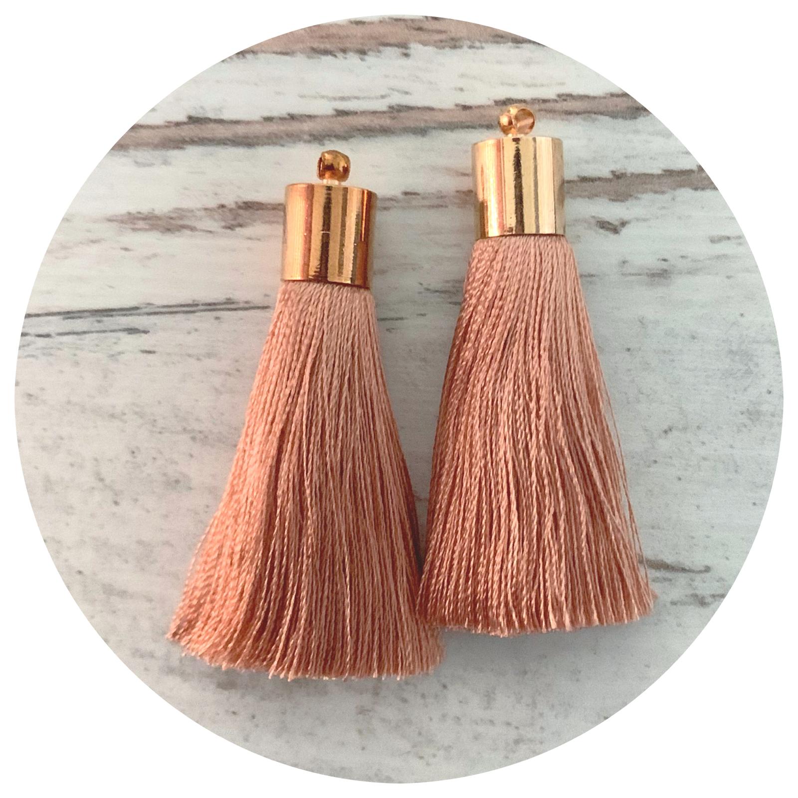 50mm Silk Tassels - Gold Cap - Dusty Rose - 2pack - L9513