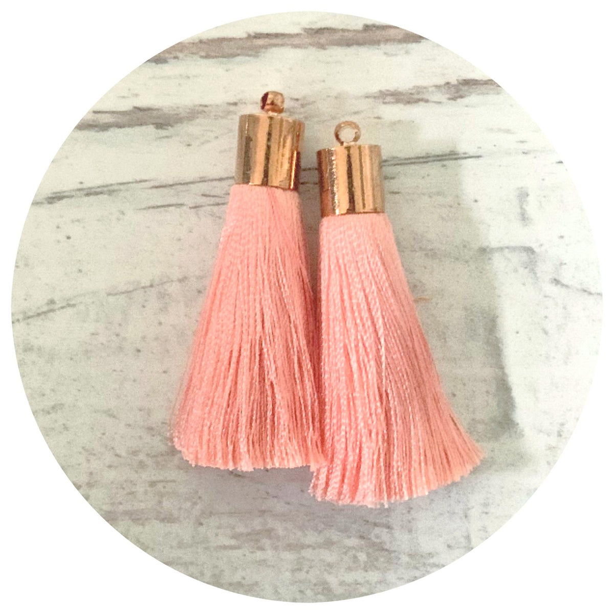 50mm Silk Tassels - Gold Cap - Apricot - 2pack - L9321