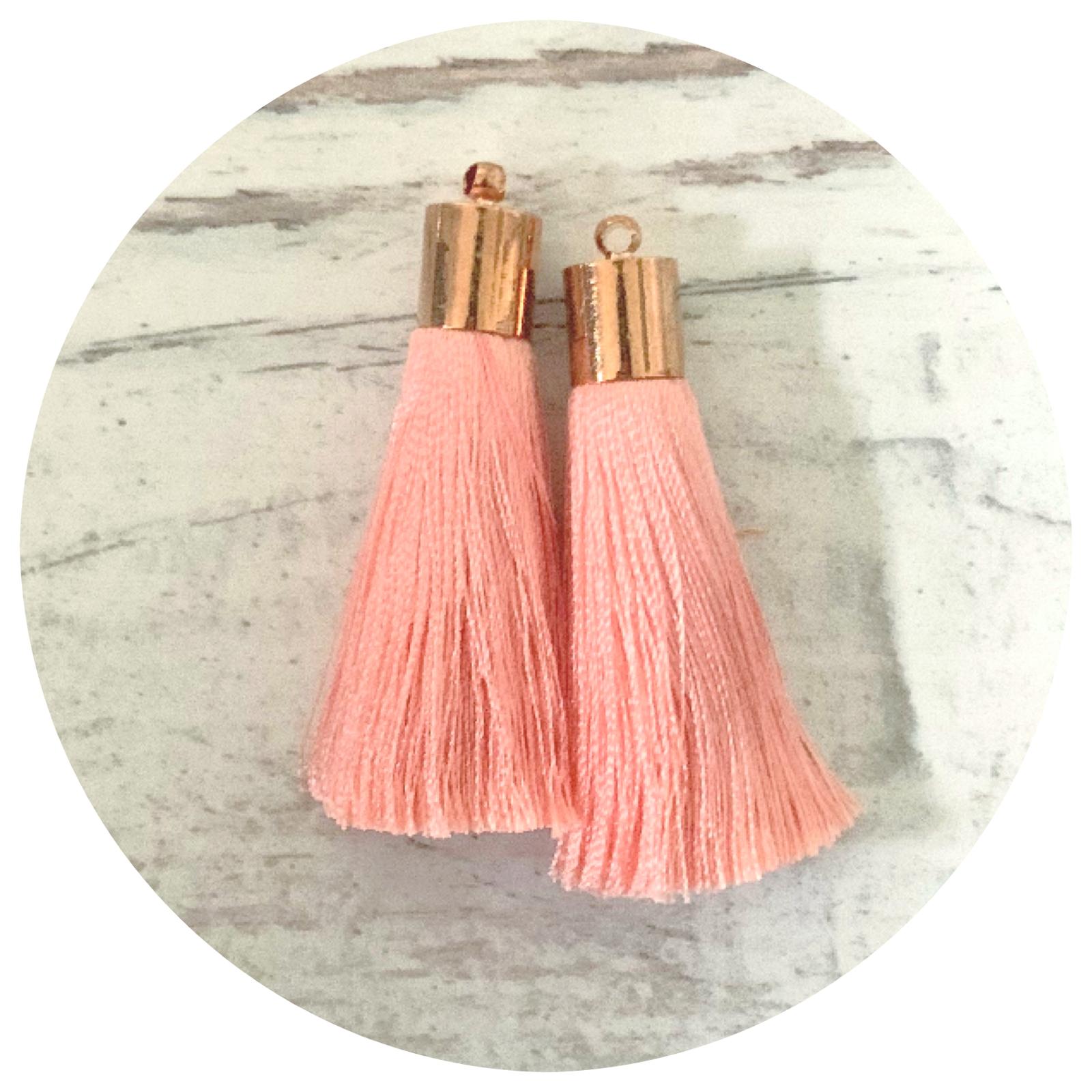 50mm Silk Tassels - Gold Cap - Apricot - 2pack - L9321