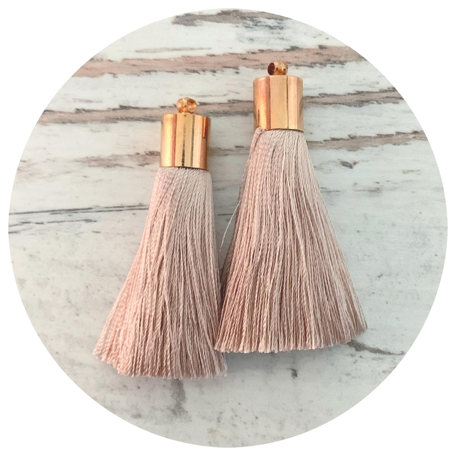 50mm Silk Tassels - Gold Cap - Champagne - 2pack - L9508