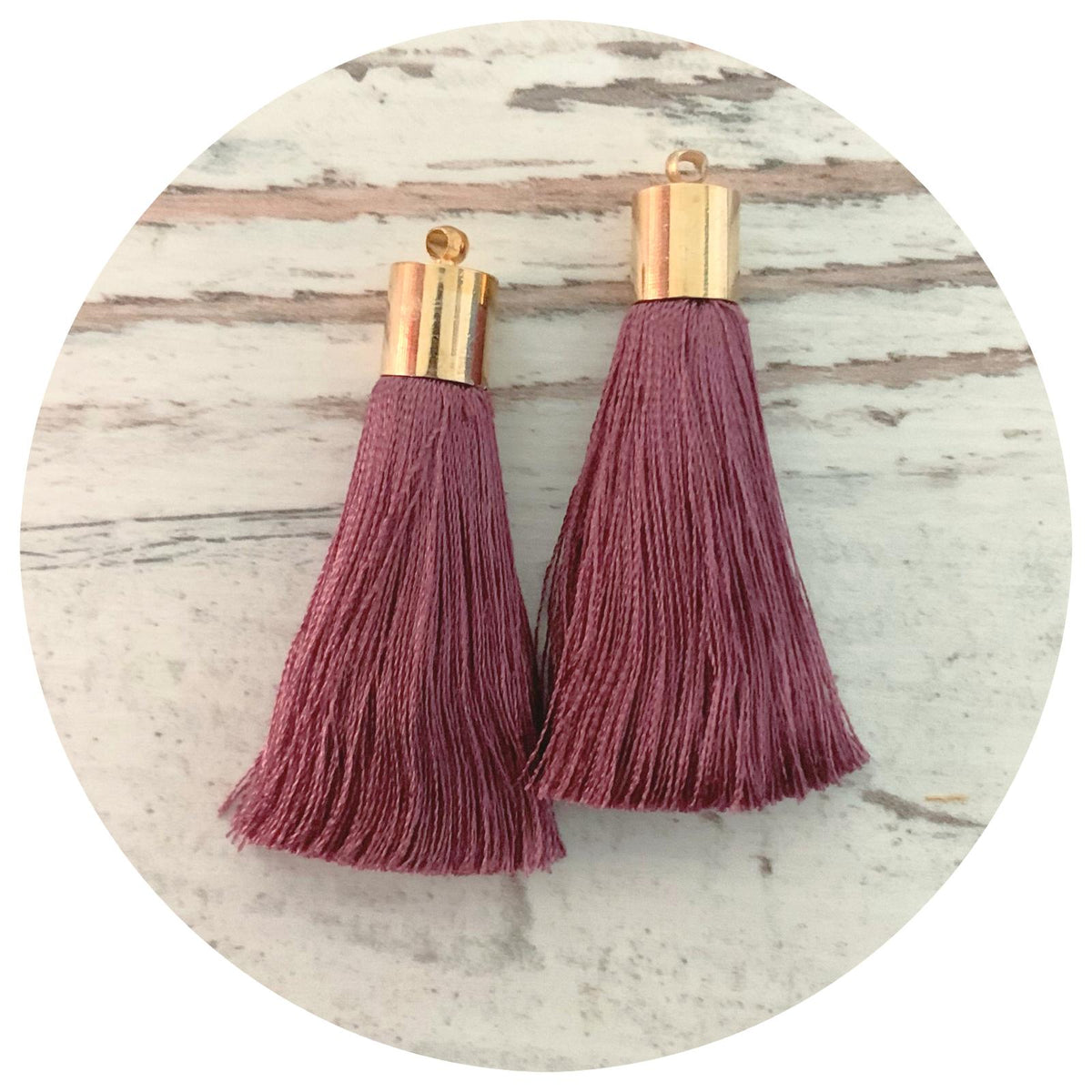 50mm Silk Tassels - Gold Cap - Mauve - 2 Tassels - L9518