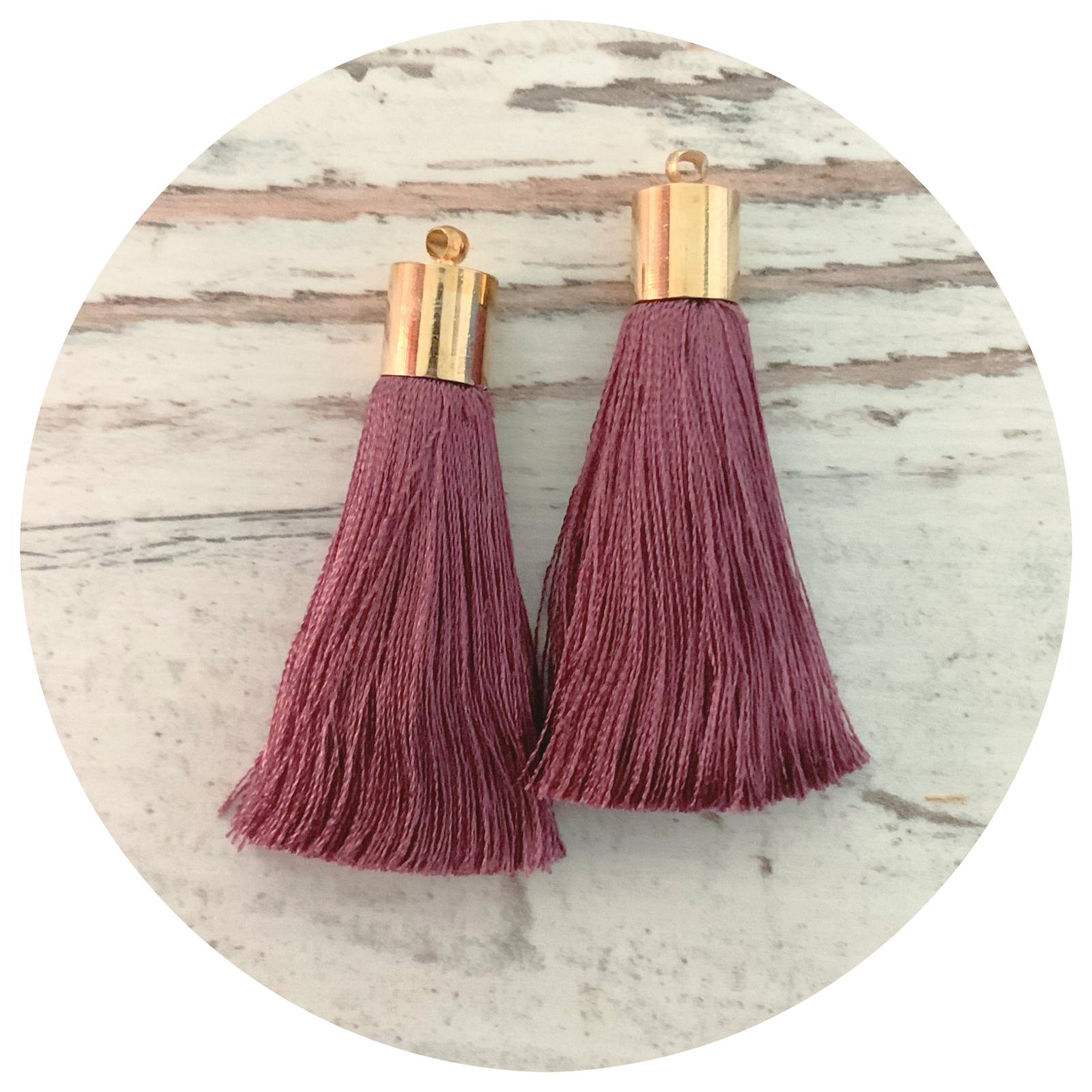 50mm Silk Tassels - Gold Cap - Mauve - 2 Tassels - L9518
