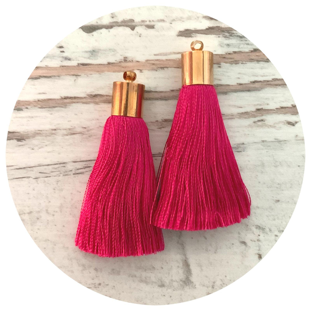 50mm Silk Tassels - Gold Cap - Raspberry - 2pack - L9311