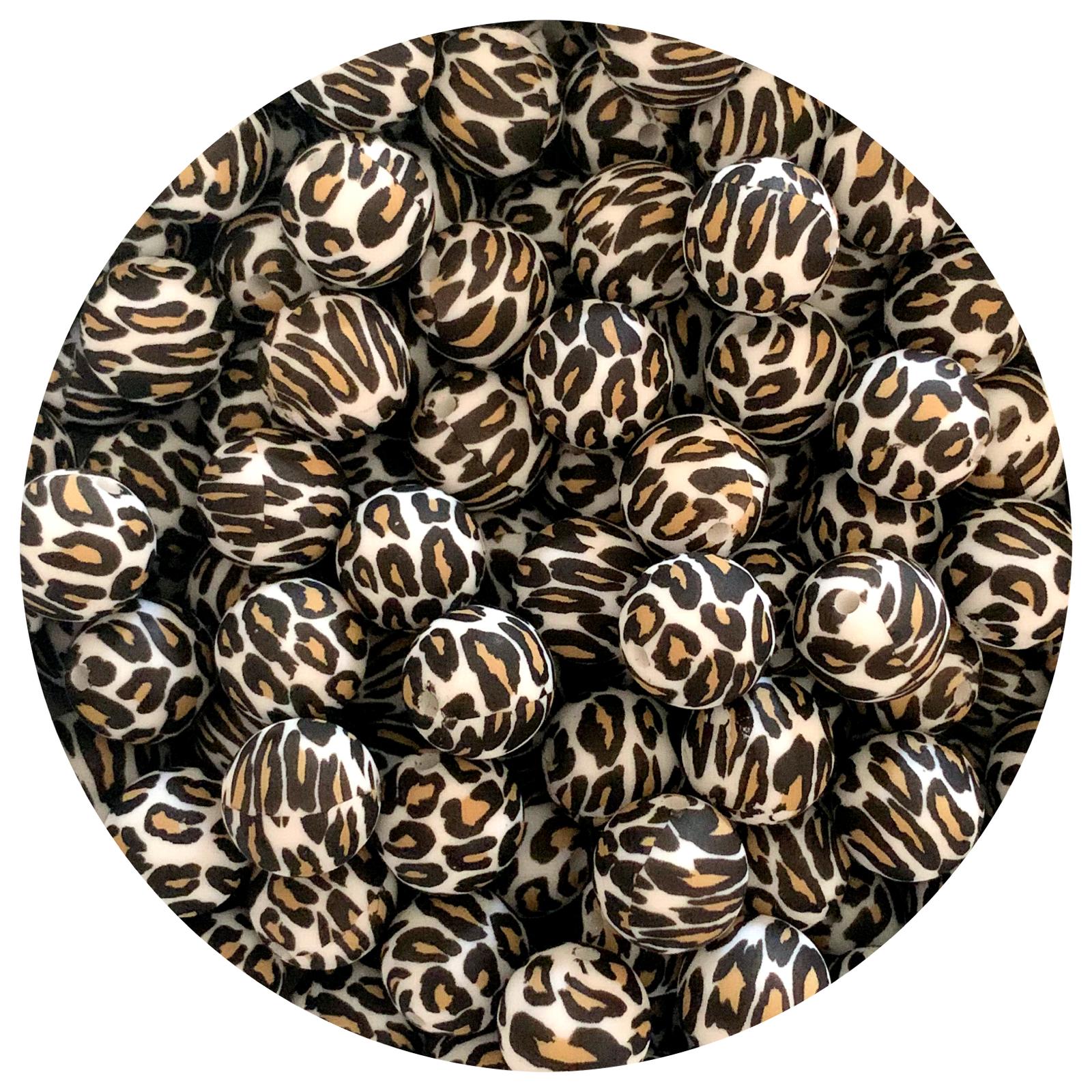 Snow Leopard - 15mm round - 10 Beads