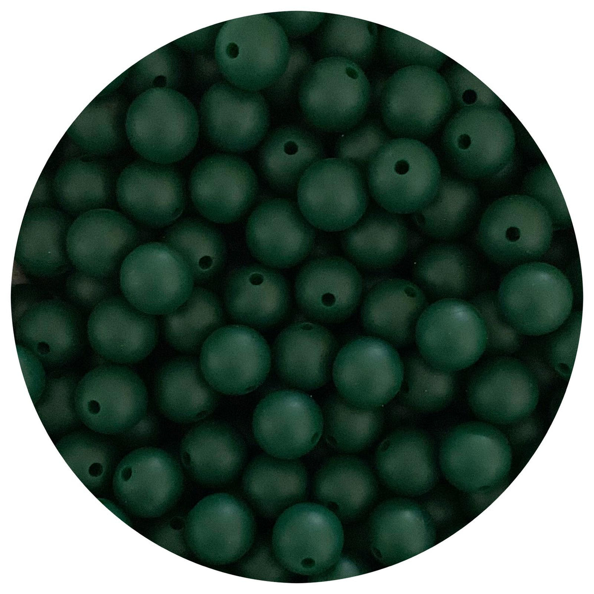 Forest Green - 12mm Round Silicone Beads - 10 beads