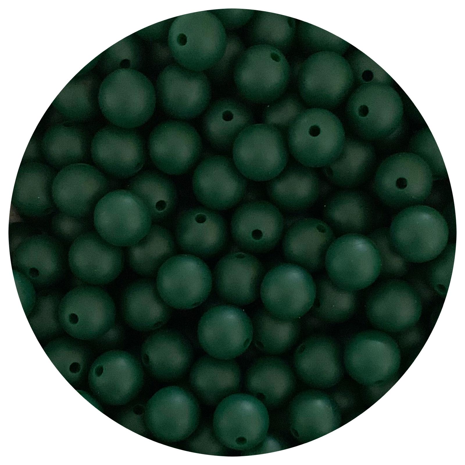 Forest Green - 12mm Round Silicone Beads - 10 beads