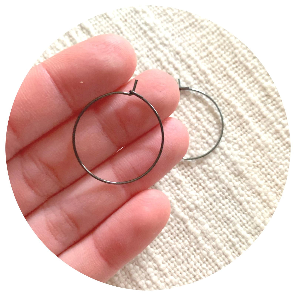 25mm Stainless Steel Earring Wire Hoops - Gunmetal - 2 pcs (GUNMSSHOOPS25)